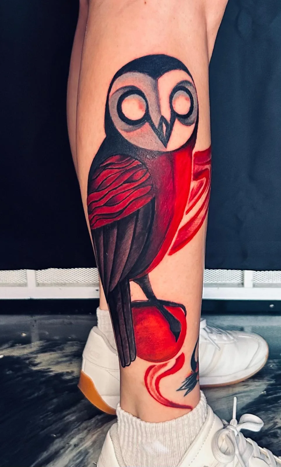 Red Owl — color tattoo by Nemo Tattoo Studio